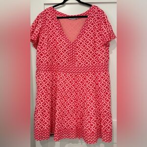 3X Vineyard Vines Pink/Red Print Lined Dress